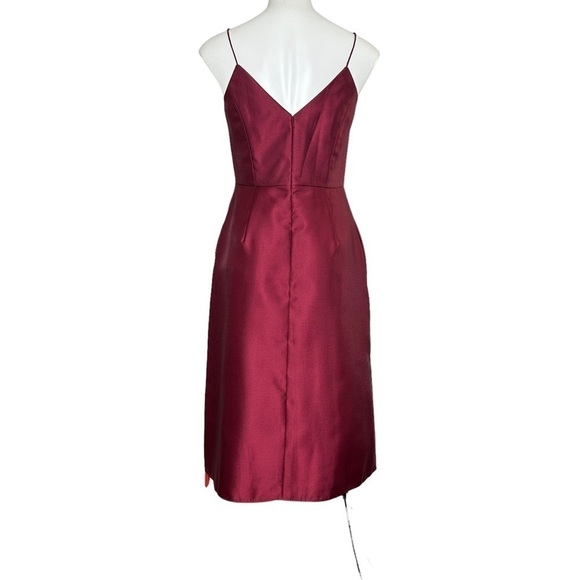 Alfred Sung draped faux wrap cocktail dress pockets burgundy NWT 6 - Picture 3 of 7
